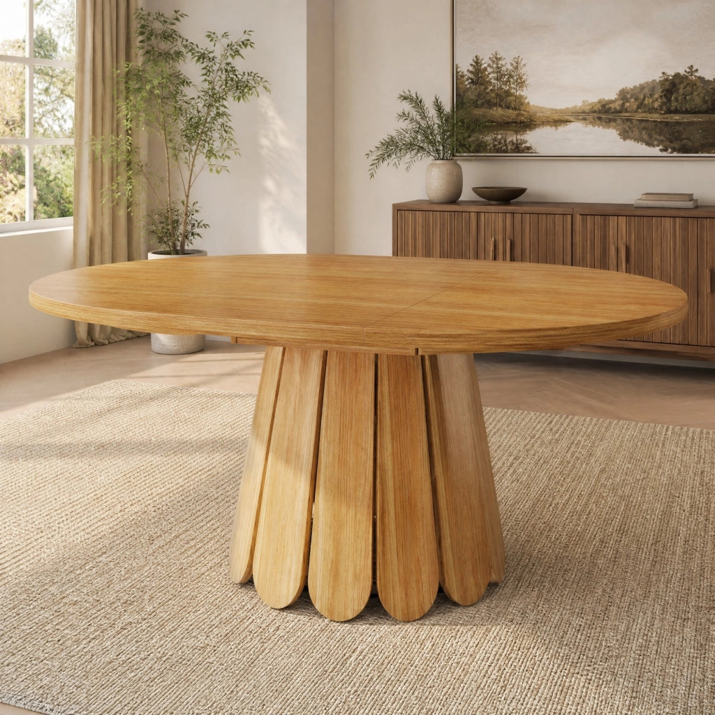 Tavolo da pranzo allungabile rotondo 118-158 cm marrone