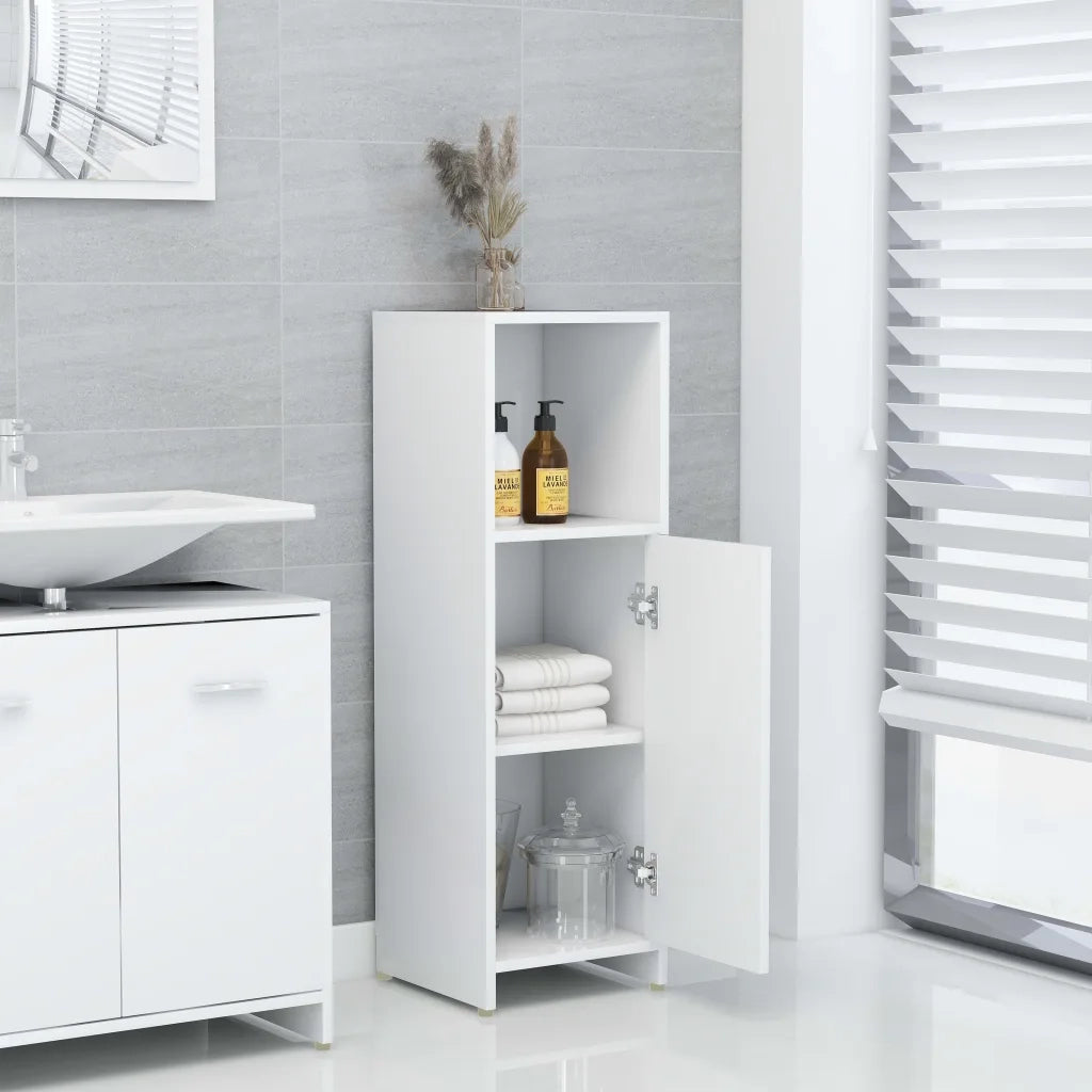 Armadio da Bagno Bianco 30x30x95 cm in Legno Multistrato 802588