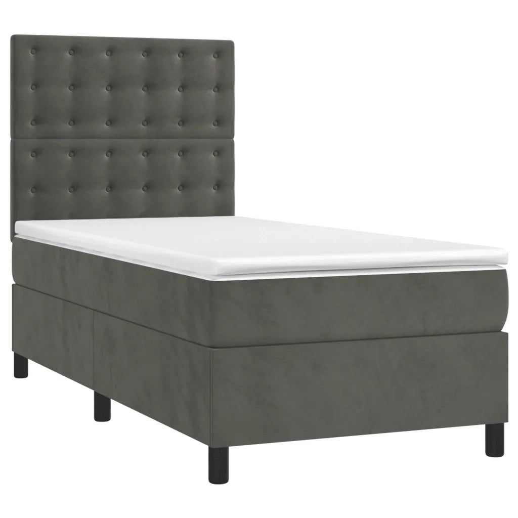 Giroletto a Molle con Materasso-Struttura Letto Grigio Scuro 90x200 cm Velluto 940468