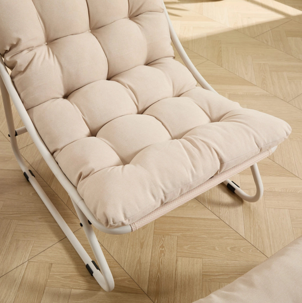 Poltrona relax da esterno con poggiapiedi in acciaio beige HAVRYA