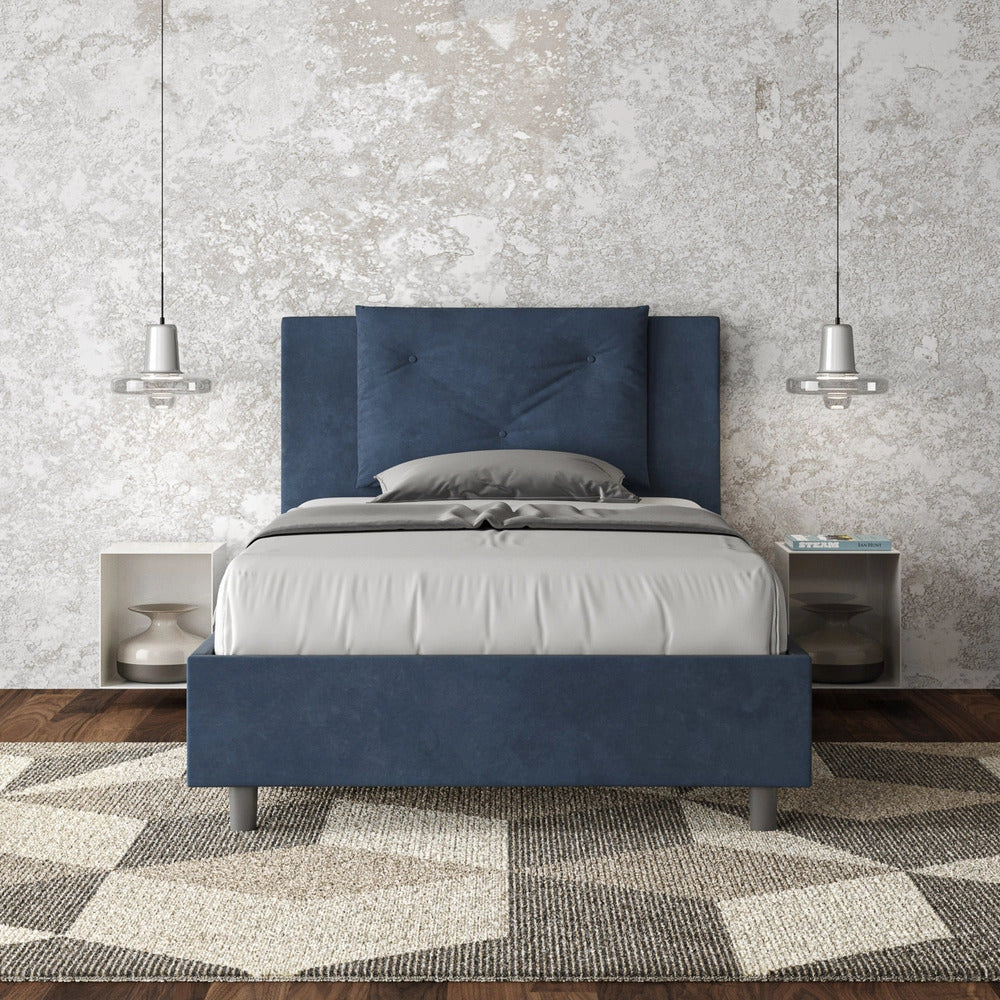 Letto Singolo 80x210 cm con Rete e Contenitore Appia Blu