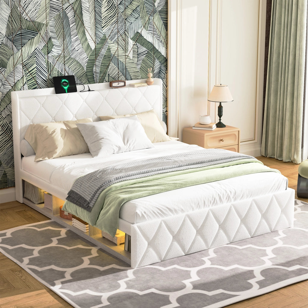 letto imbottito teddy bianco 140 x 200 cm
