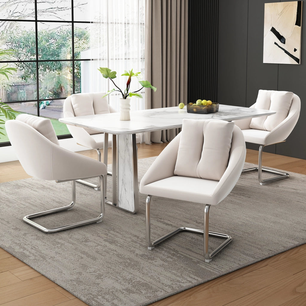 SEDIE in velluto Beige Set da 4 pezzi