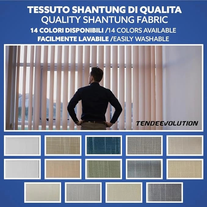 Tenda Verticale Shantung 127mm - Colore Bianco Sporco 51, Attacco Parete - Larghezza 4m x Altezza 3m - Apertura Sinistra - Per Casa E Ufficio