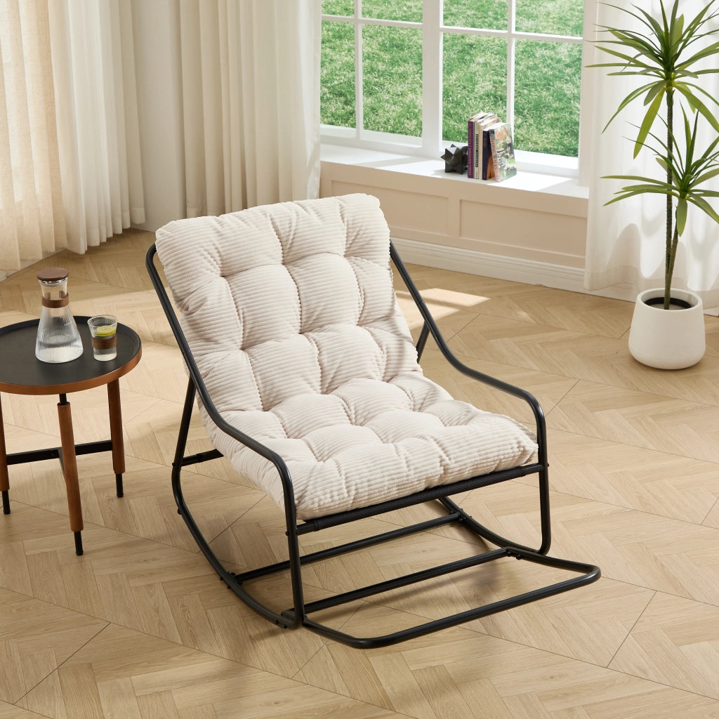 Poltrona Dondolo da Esterno ¨C MINIMAL ¨C Tessuto, Cuscino, Nero
