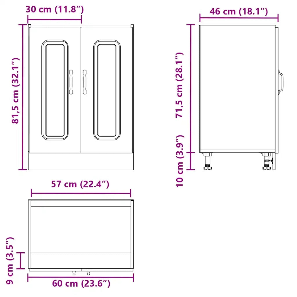 Pensile da cucina | Mobile base lavello Kalmar Bianco Lucido 60x46x81,5 cm