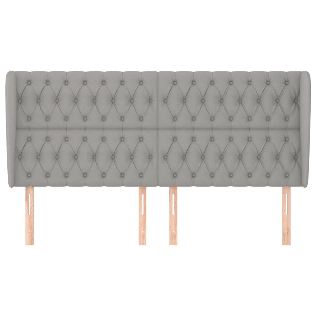 Testiera | Testata ad Orecchio Grigio Chiaro 203x23x118/128 cm in Tessuto