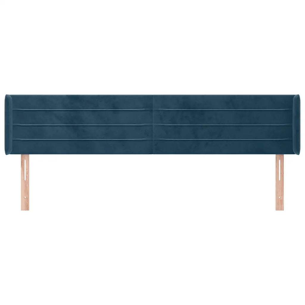 Testiera | Testata ad Orecchio Blu Scuro 183x16x78/88 cm in Velluto