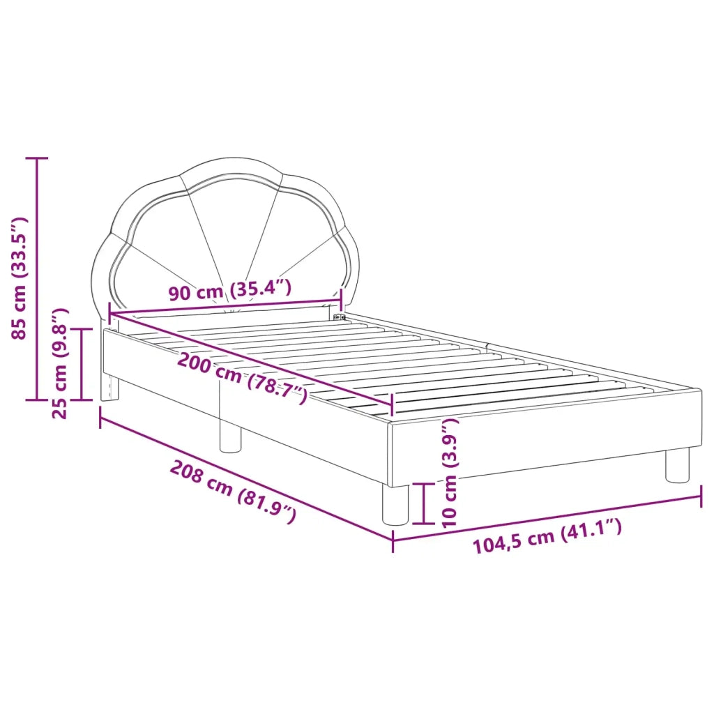 Struttura letto Bambini | Letto Infantile | Lettino con testata Grigio Scuro 90 x 200 cm