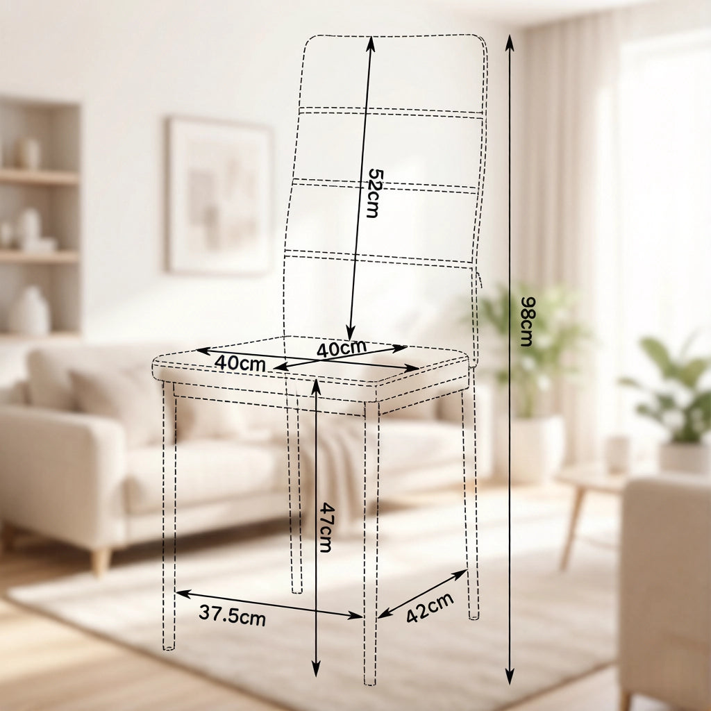 Sedia da Pranzo Set da 4 con Schienale Alto Design Ergonomico Salvaspazio in Similpelle Nero