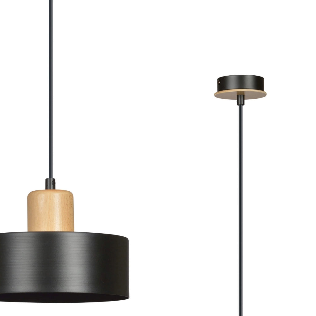 Lampada a sospensione Emibig Torin nera legno Ø25 E27