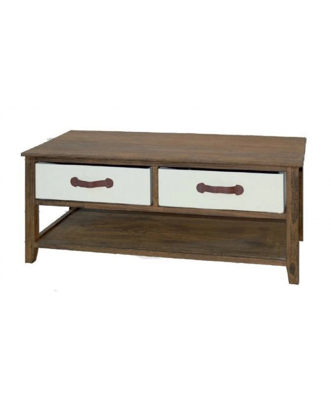 Mobiletto Iris 2 cassetti bicolore bianco e marrone 100x50x43cm