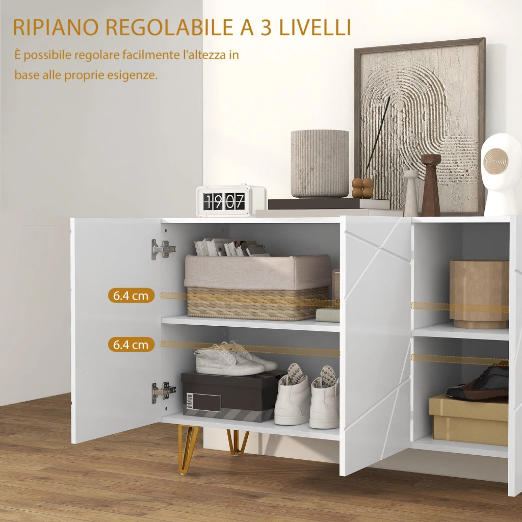 Armadio con Ripiani e Ante ¨C Minimal ¨C 120x40x75 cm, Bianco e Oro