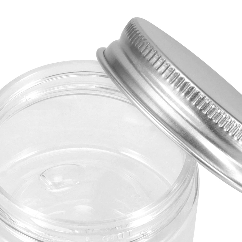 60 contenitori di plastica trasparente con coperchio a vite in alluminio, capacità 30 ml