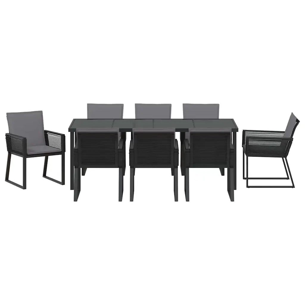 Set da Pranzo per Giardino 9 pcs Nero 3379323