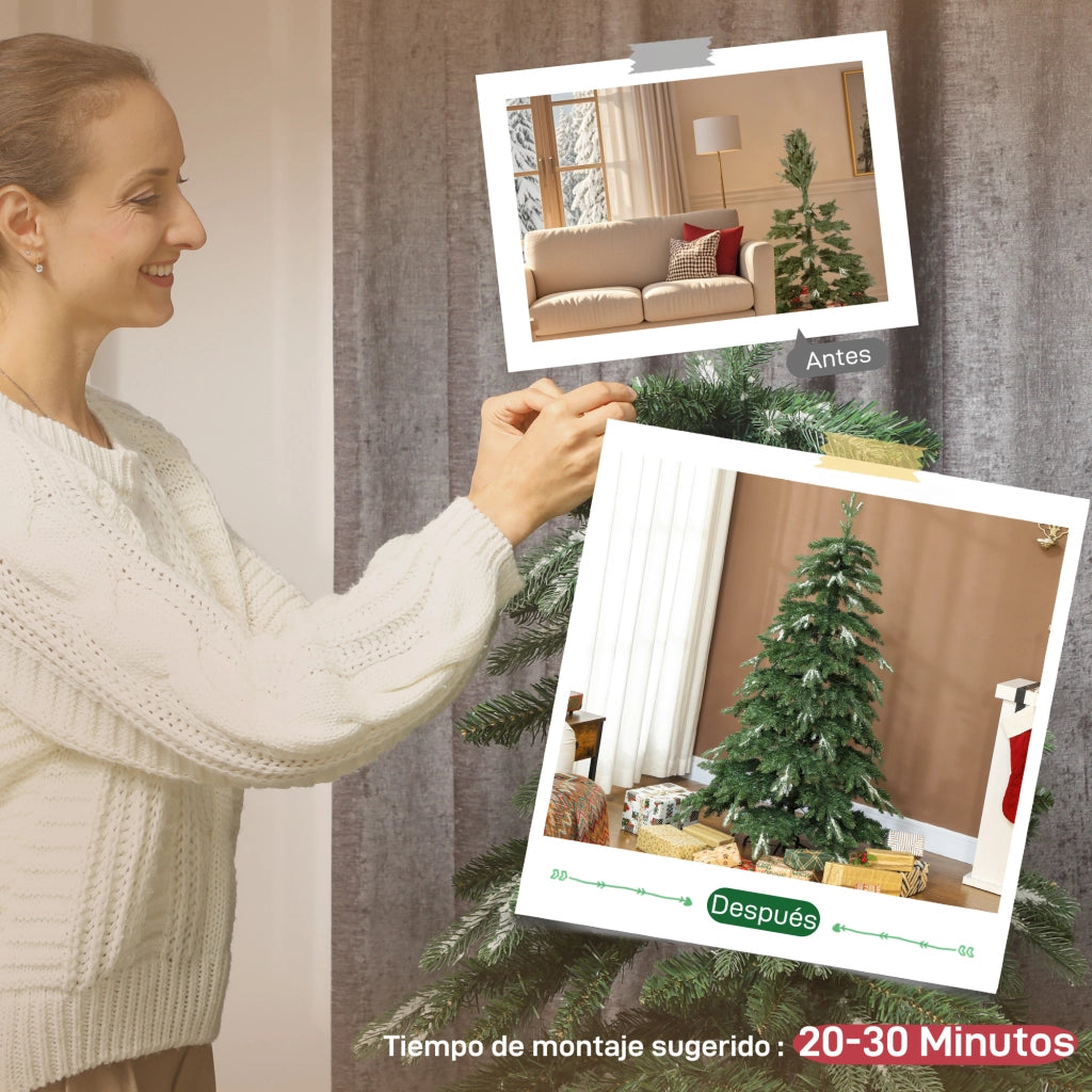 Albero di Natale Artificiale 150 cm ¨C Minimal ¨C Ramo Realistico Effetto Neve Base Pieghevole