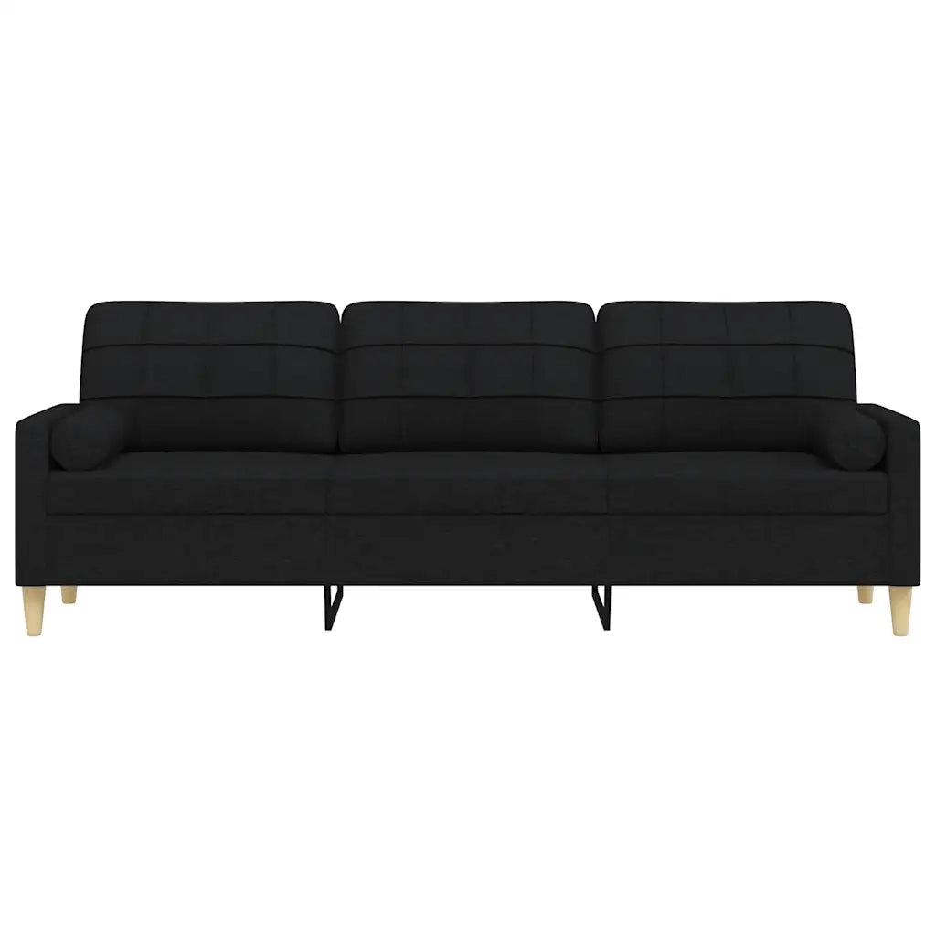 Divano a 3 Posti con Cuscini-Sofa 3 Posti con Cuscini Nero 210 cm in Tessuto