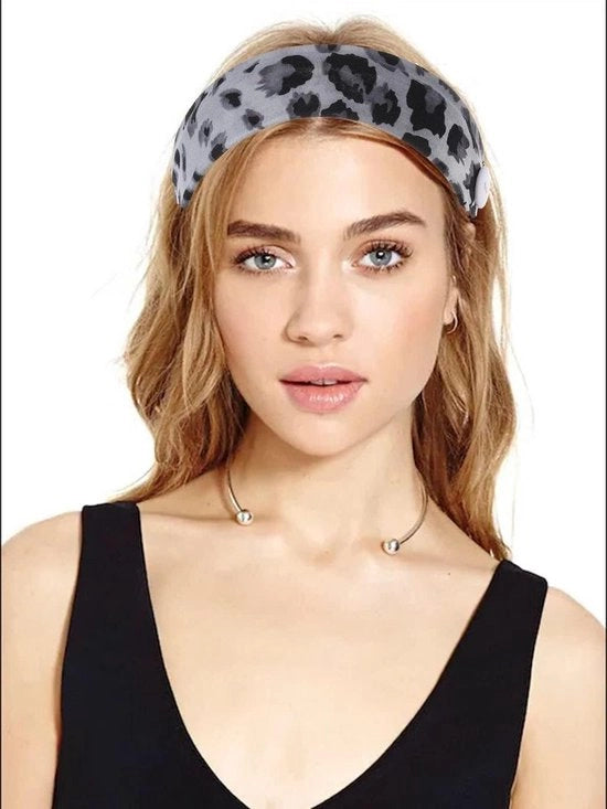 Cintura per Capelli con Stampino di Leopardo Nero - Accessori Sportivi Stirranti per Donne e Ragazze - 2 Pezzi