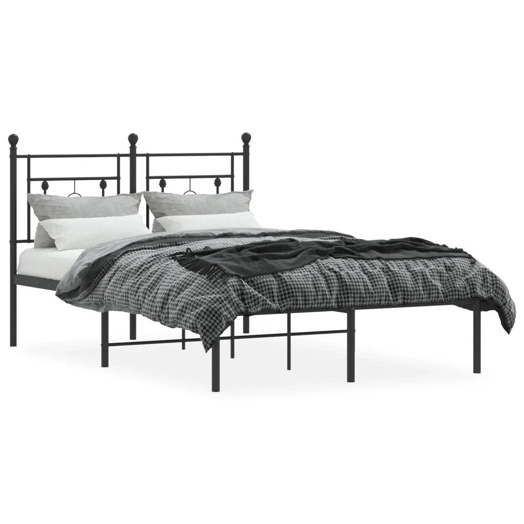 Giroletto con Testiera-Struttura Letto con testiera in Metallo Nero 120x190 cm 527651