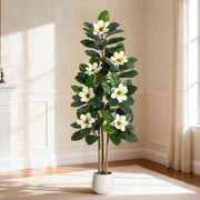 Ficus Artificiale 152 cm con Foglie Real Touch Tronchi Multipli e Vaso