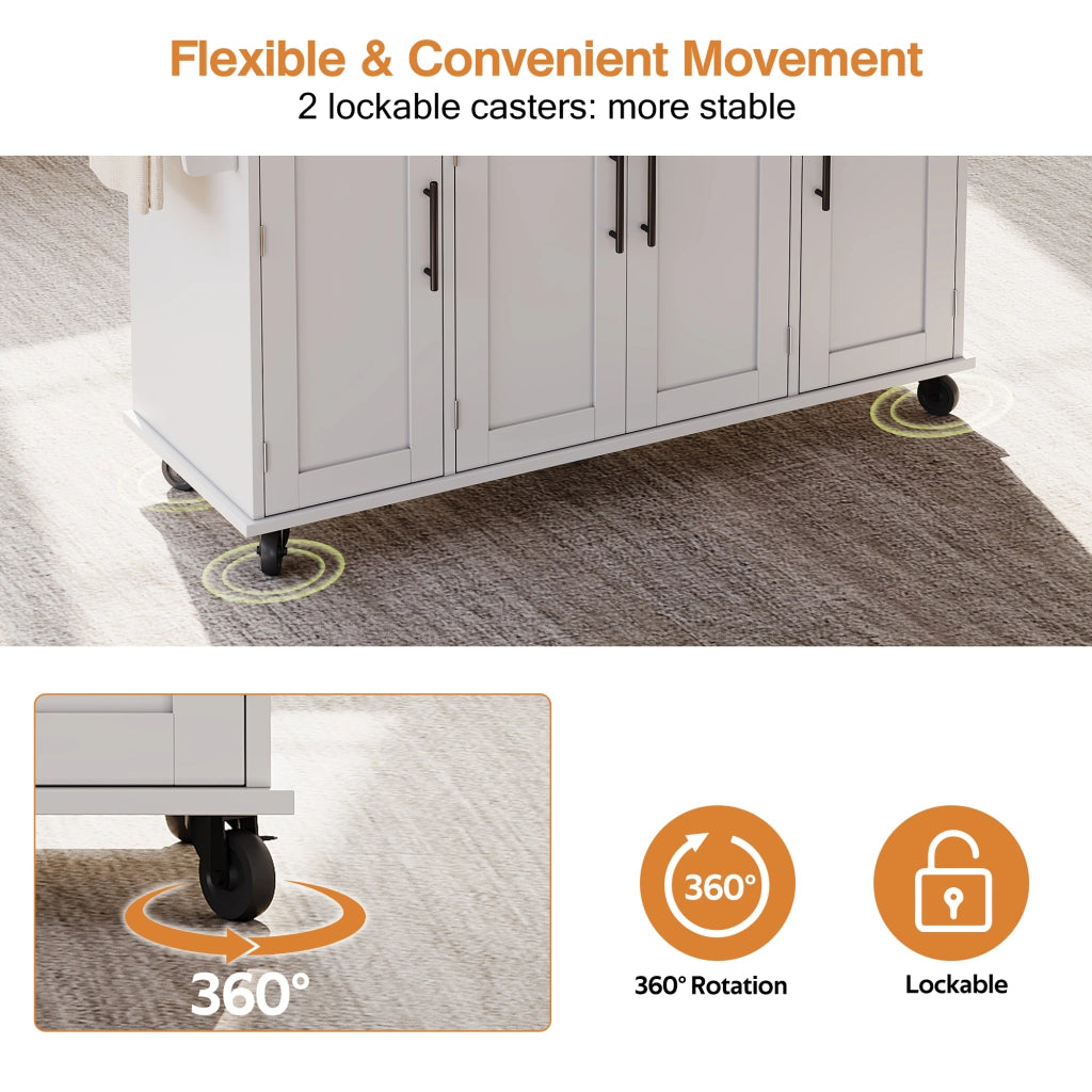 Mobile base da cucina con bancone; prese e USB; 2 cassetti; 3 ante con ripiani regolabili bianco 120 × 60 × 91 cm