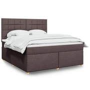 Giroletto a Molle con Materasso Marrone Scuro 180x200cm Tessuto