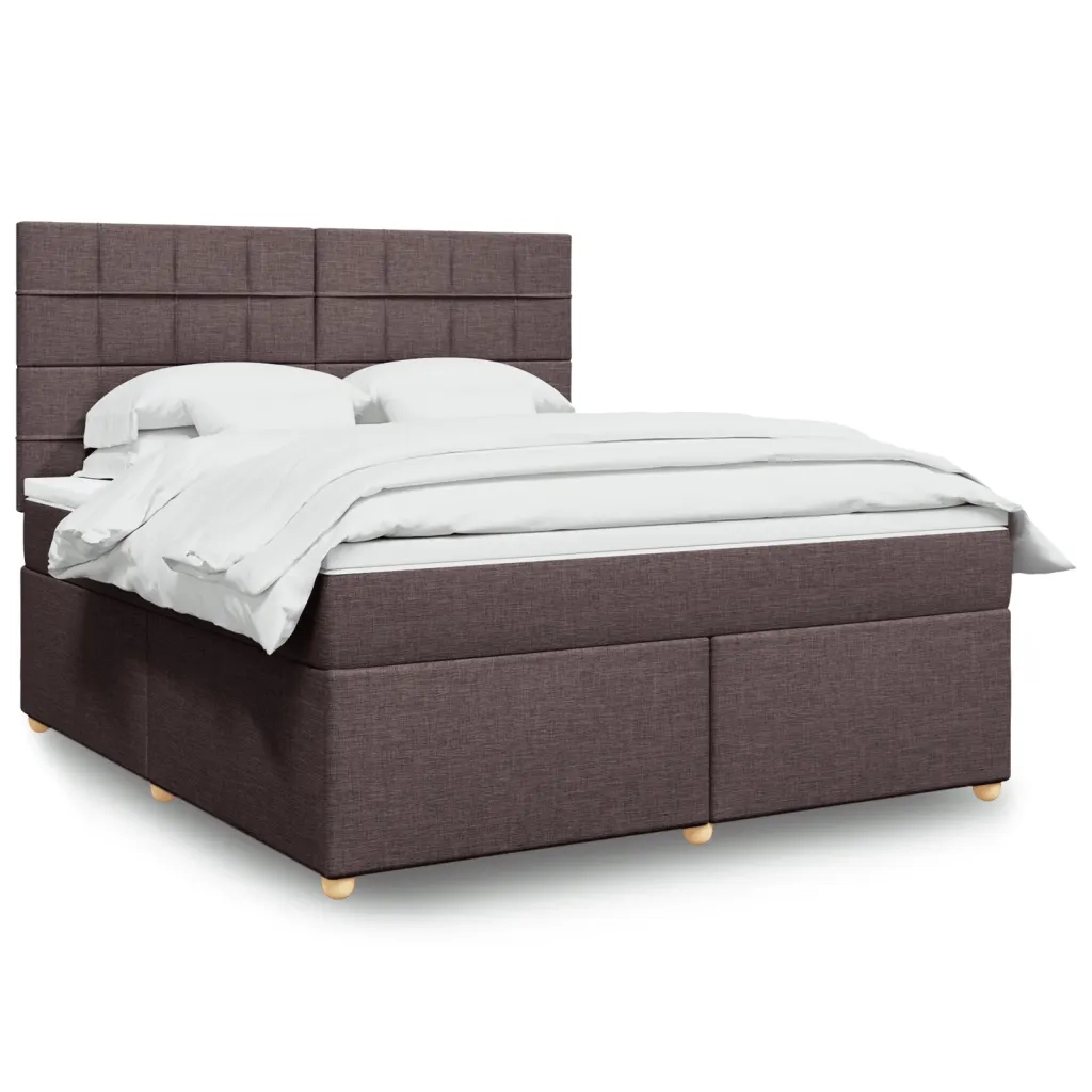 Giroletto a Molle con Materasso Marrone Scuro 180x200cm Tessuto
