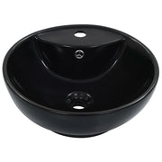 Lavandino con Troppopieno-Lavabo-Lavello 46,5x18 cm in Ceramica Nero