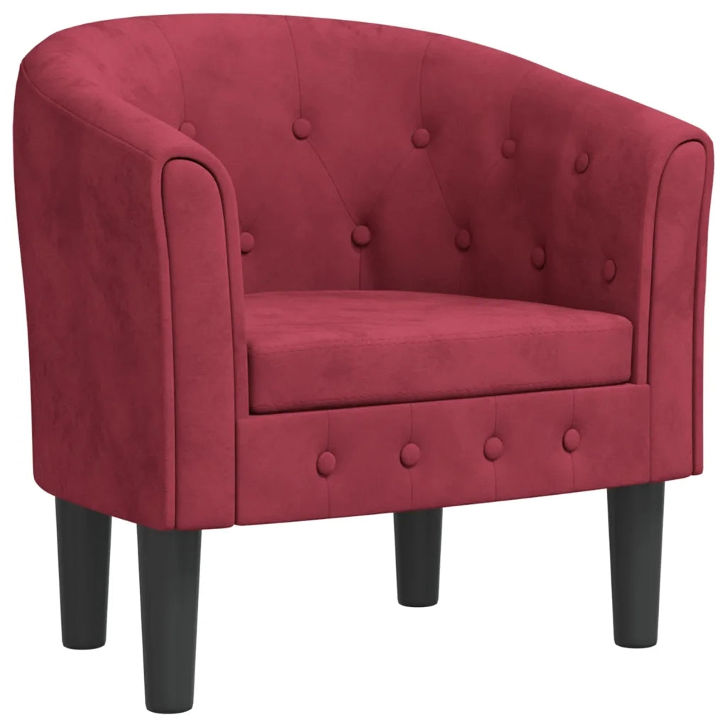 Divano Sedia-Poltrona Cabriolet Rosso Vino in Velluto 396943