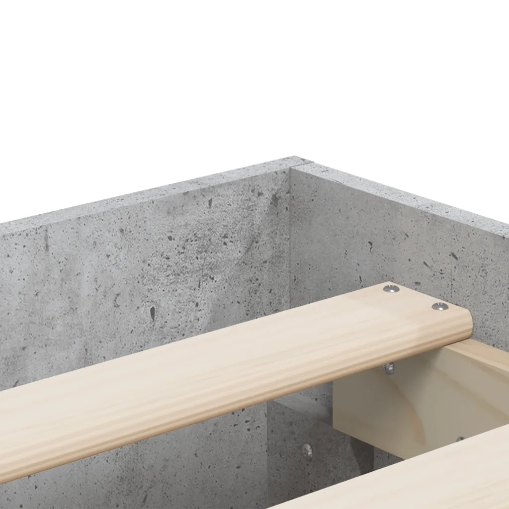 Letto matrimoniale | Letto per adulti | Giroletto Cassetti Grigio Cemento 160x200 cm Legno Multistrato
