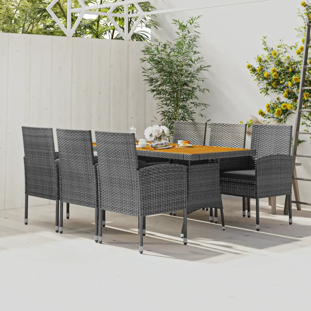 Set da Pranzo per Esterni 7 pz in Polyrattan Grigio 3120114
