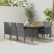 Set da Pranzo per Esterni 7 pz in Polyrattan Grigio 3120114