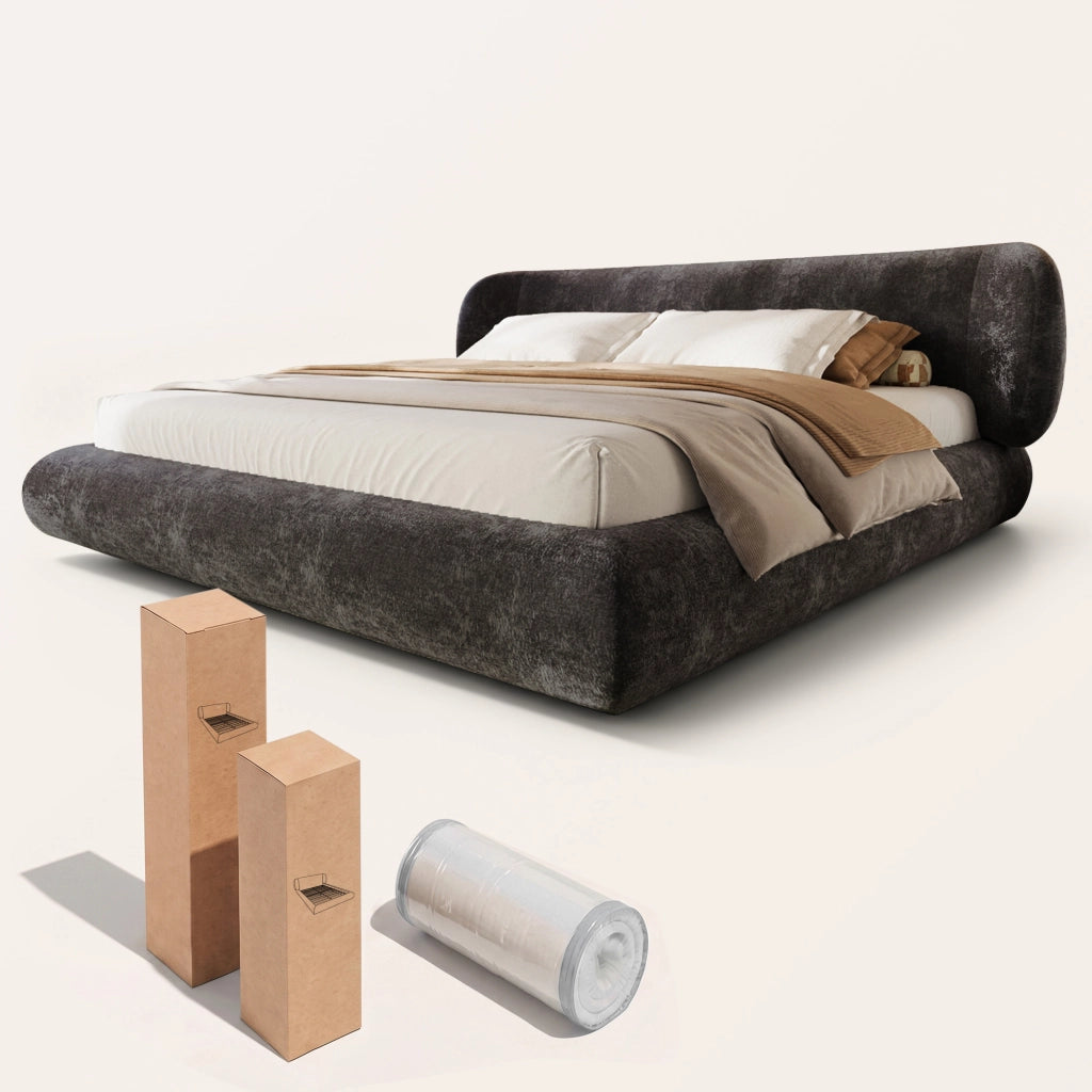 Letto matrimoniale imbottito 140 x 200 cm grigio