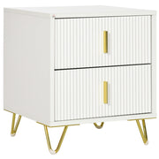 Comodino con 2 cassetti ¨C Xylo ¨C Bianco con gambe in metallo 40x40x47 cm