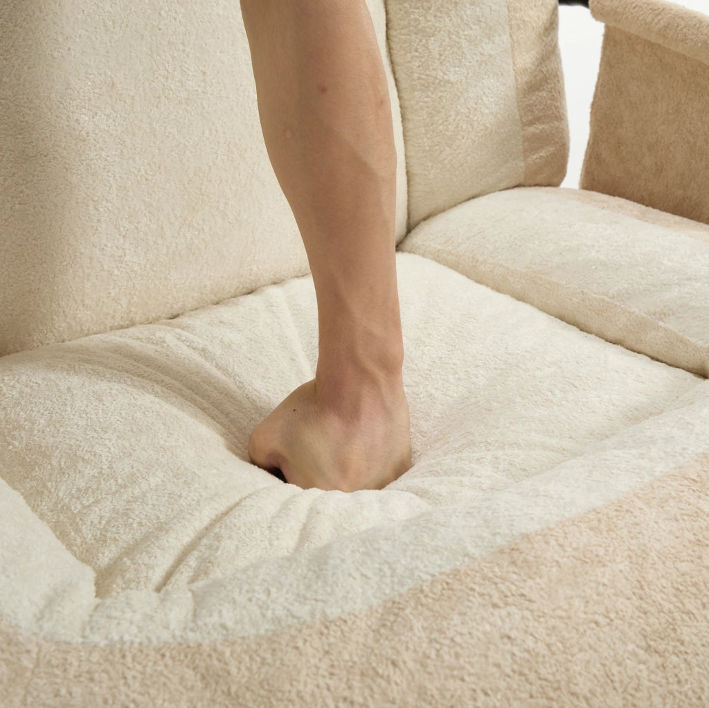 POLTRONA A DONDOLO Reclinabile con Poggiapiedi e Tasche Laterali Beige