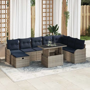 Set Divano da Giardino 9 pz Grigio polyrattan 3359742