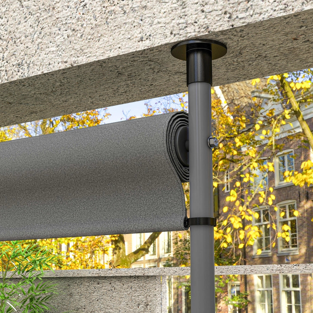 Tenda da sole verticale autoportante regolabile con manovella tela in poliestere grigio scuro 150 × 220-310 cm