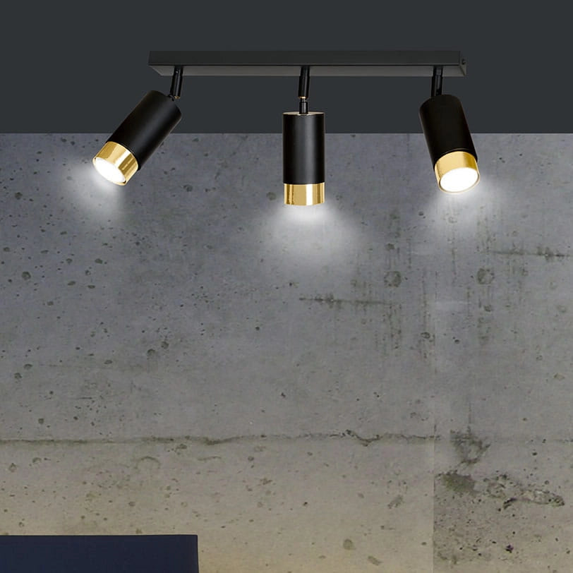 Plafoniera Emibig HIRO 3xGU10 nero oro orientabile
