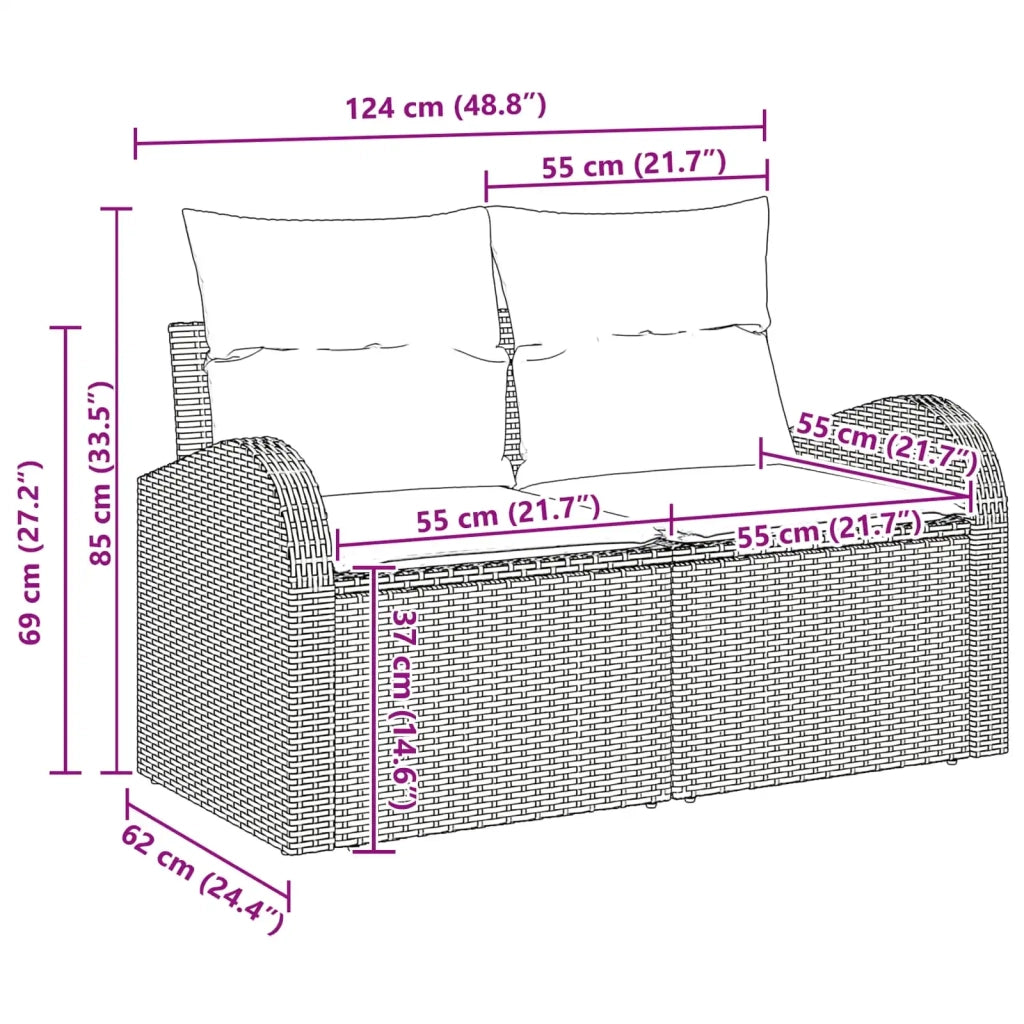 Set di divani con cuscino 6 pcs Grigio chiaro polyrattan