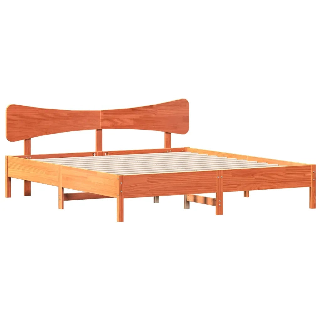 Letto matrimoniale | Letto per adulti | Giroletto senza Materasso Marrone Cera 160x200 cm Legno di Pino