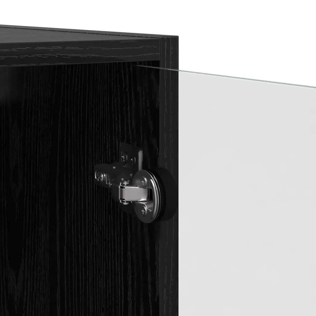 Credenza-Buffet-Armadio da cucina Rovere Nero 68 x 37 x 142 cm Legno multistrato