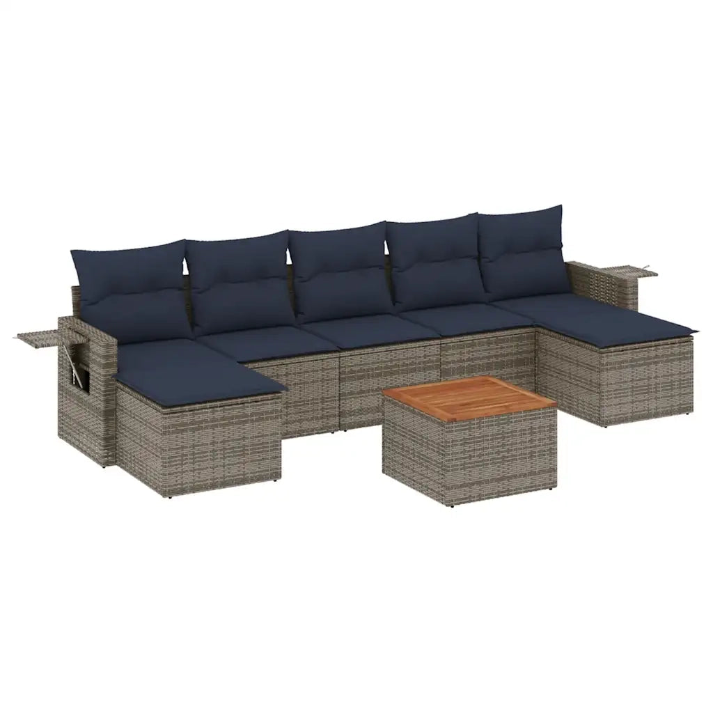 Set Divani da Giardino 8 pz con Cuscini Grigio in Polyrattan 3224696