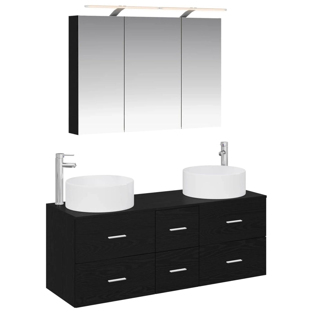 Set di mobili per il bagno 4 pz Rovere Nero 3407096