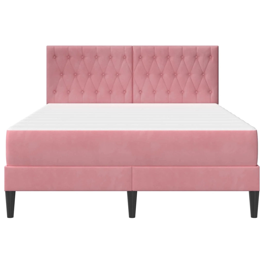 Struttura letto con materasso Rosa 140 x 200 cm Velluto 3415057
