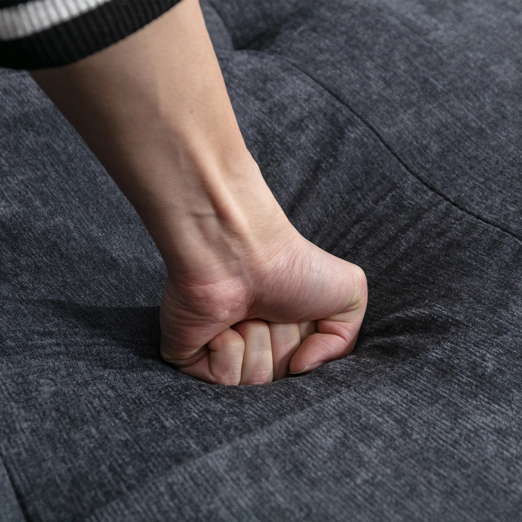 Divano letto modulare in ciniglia grigio con elementi componibili convertibile in poltrona divano a 2 posti e chaise longue