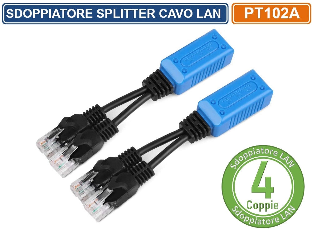 4 COPPIE ADATTATORE SDOPPIATORE PER CONNESSIONI IP NETWORK LAN RJ45