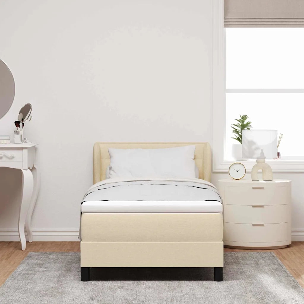 Letto a molle con materasso Crema 90 x 190 cm Tessuto 3339938