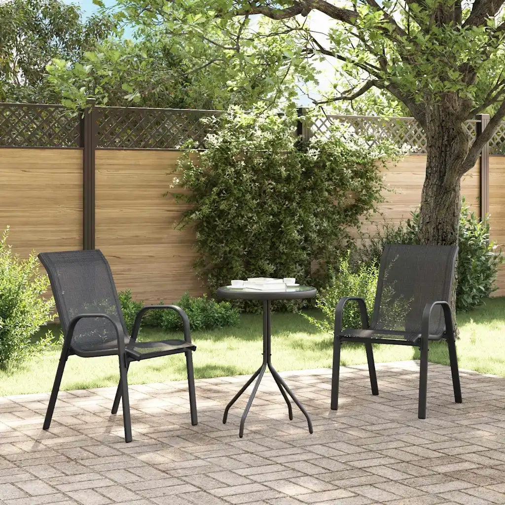Sedie da Giardino Impilabili 2 pz in Tessuto Textilene Nero 318777