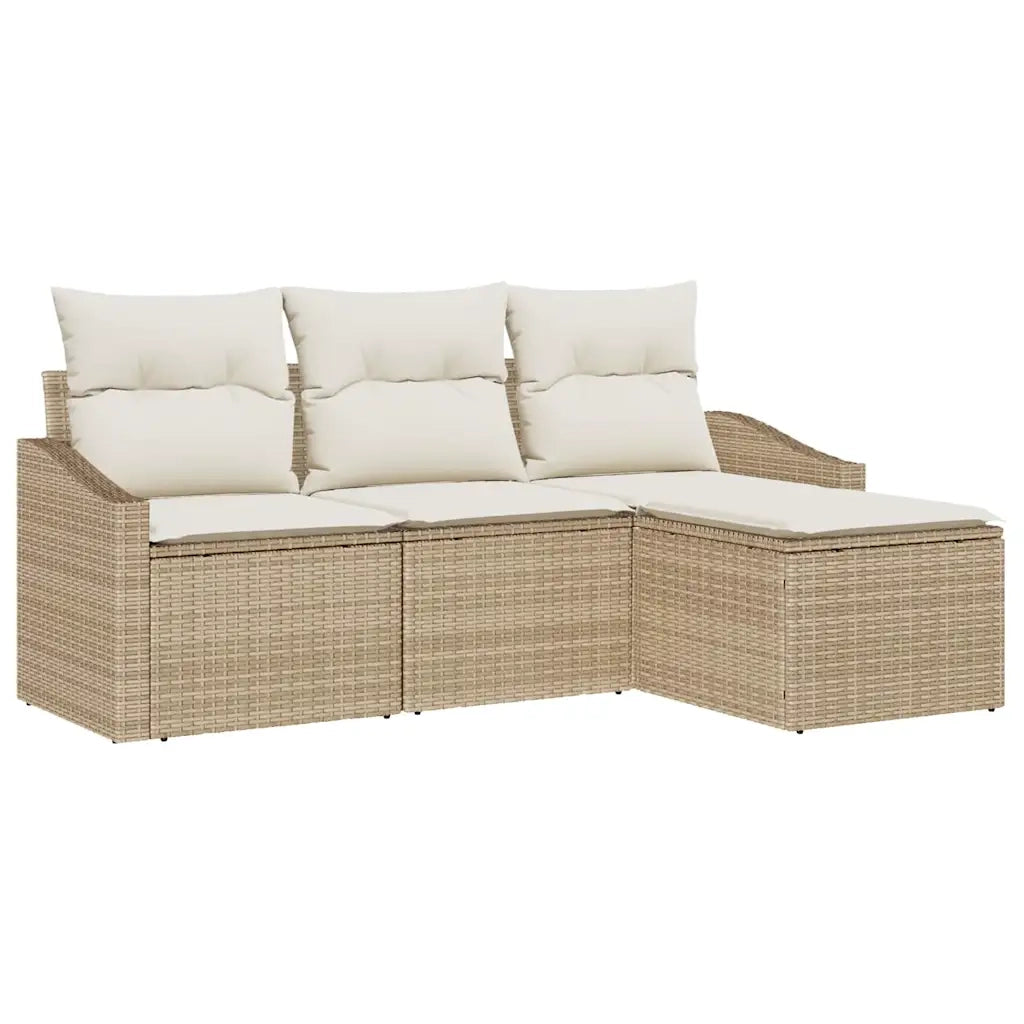 Set di divani con cuscino 4 pcs Beige e Crema polyrattan