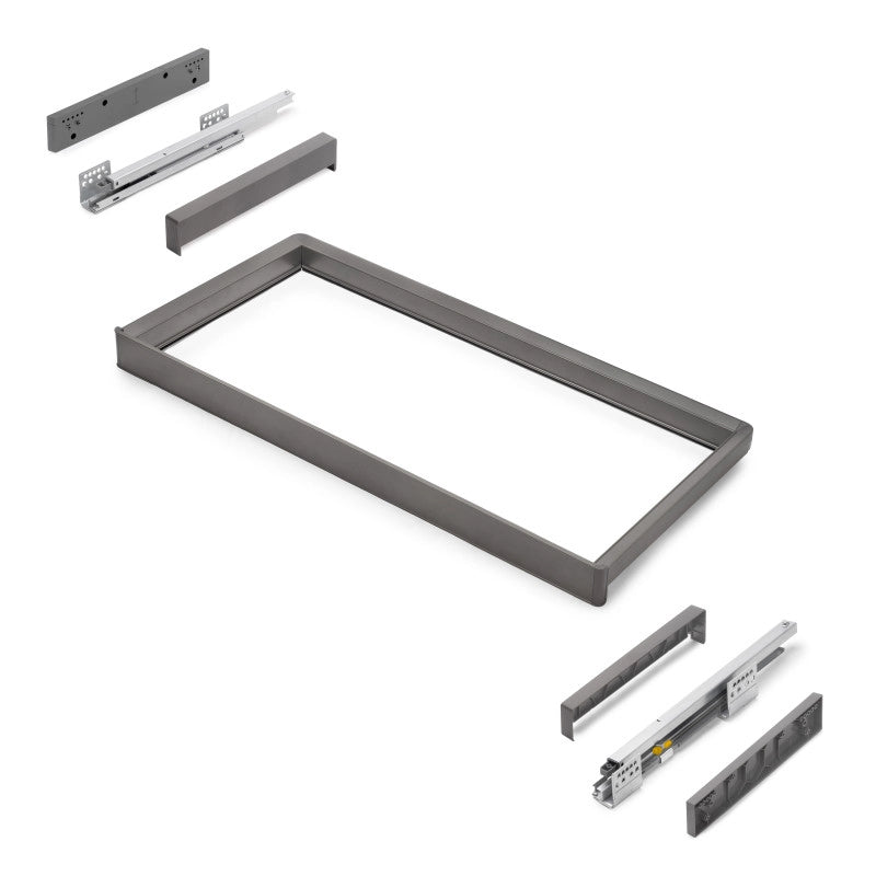 Telaio con guide a estrazione totale e chiusura morbida per accessori per armadi Quartz, 612-638mm, Alluminio e plastica